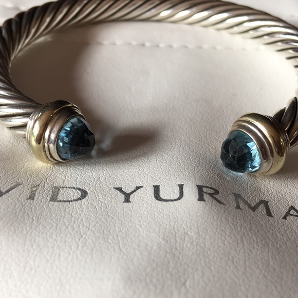 David Yurman Jewelry - David Yurman Blue Topaz SS and 14k gold Bracelet David Yurman Jewelry - David Yurman Blue Topaz SS and 14k gold Bracelet